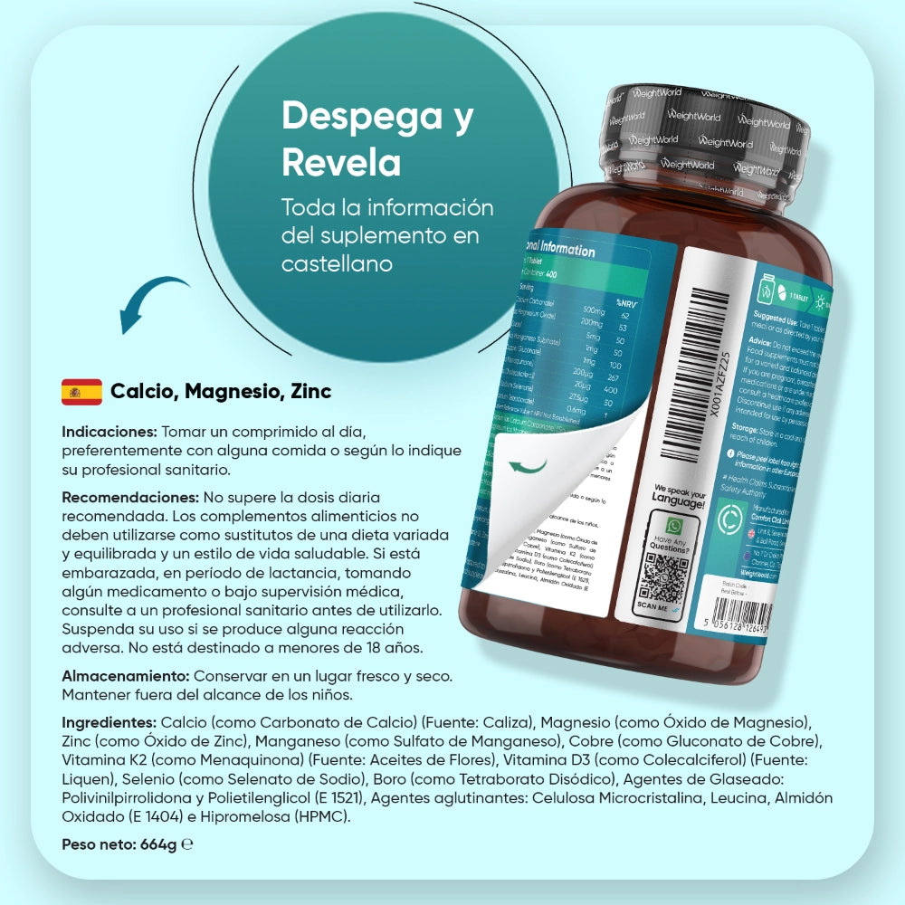 Recomendaciones para los comprimidos de Calcio, Magnesio y Zinc con D3