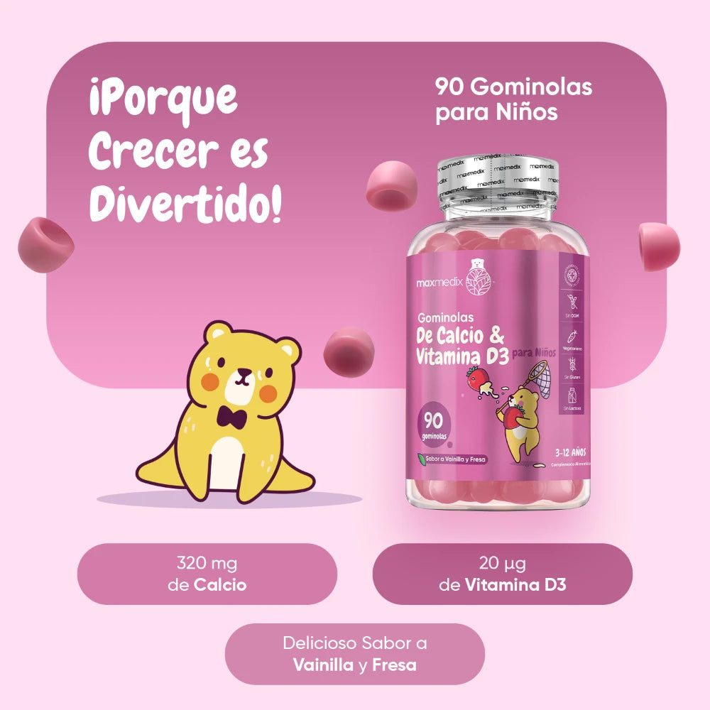 90 gominolas de calcio y vitamina D3 para niños
