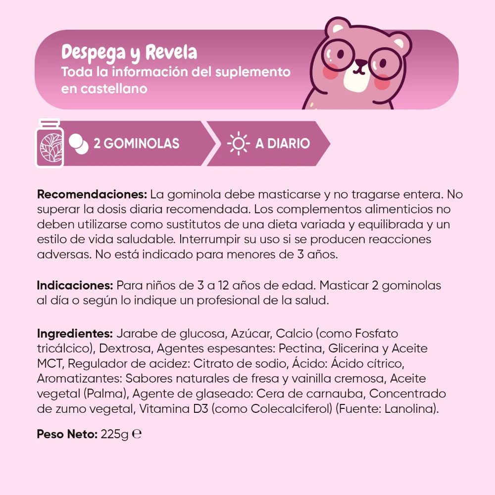Indicaciones para tomar las gominolas de calcio y D3 para niños