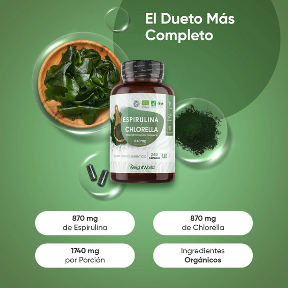 Propiedades de las cápsulas de Espirulina y Chlorella