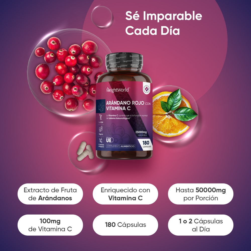 Composición del suplemento de arándano rojo con vitamina C