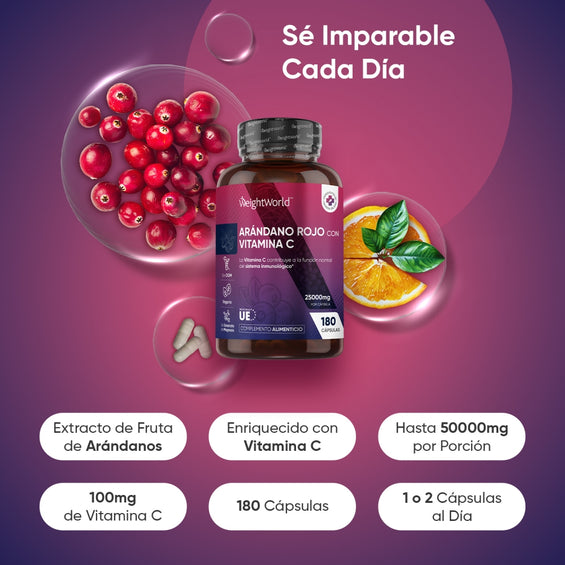 Composición del suplemento de arándano rojo con vitamina C
