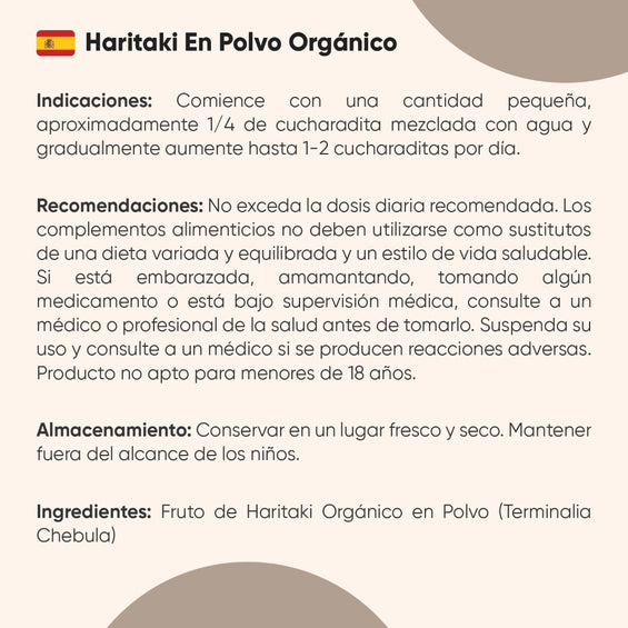 Recomendaciones para el Haritaki orgánico