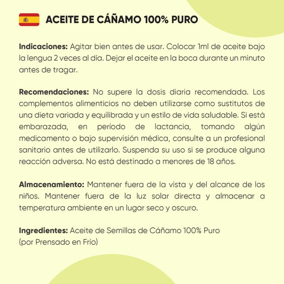 Modo de uso Aceite de Cáñamo Puro