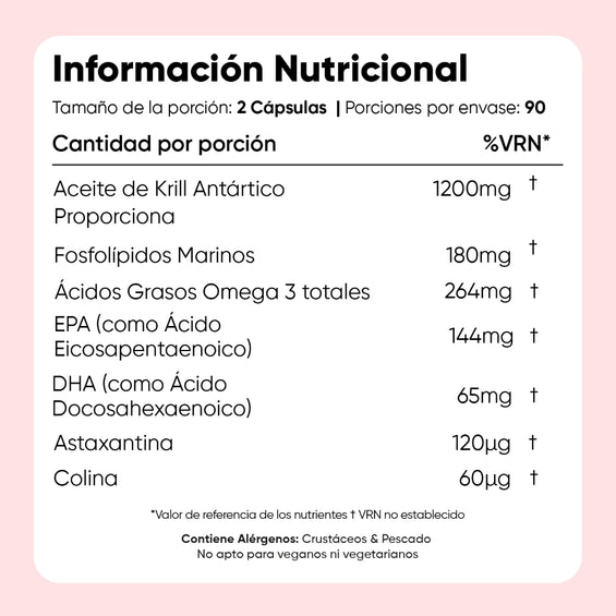 Información nutricional Aceite de Krill Antártico