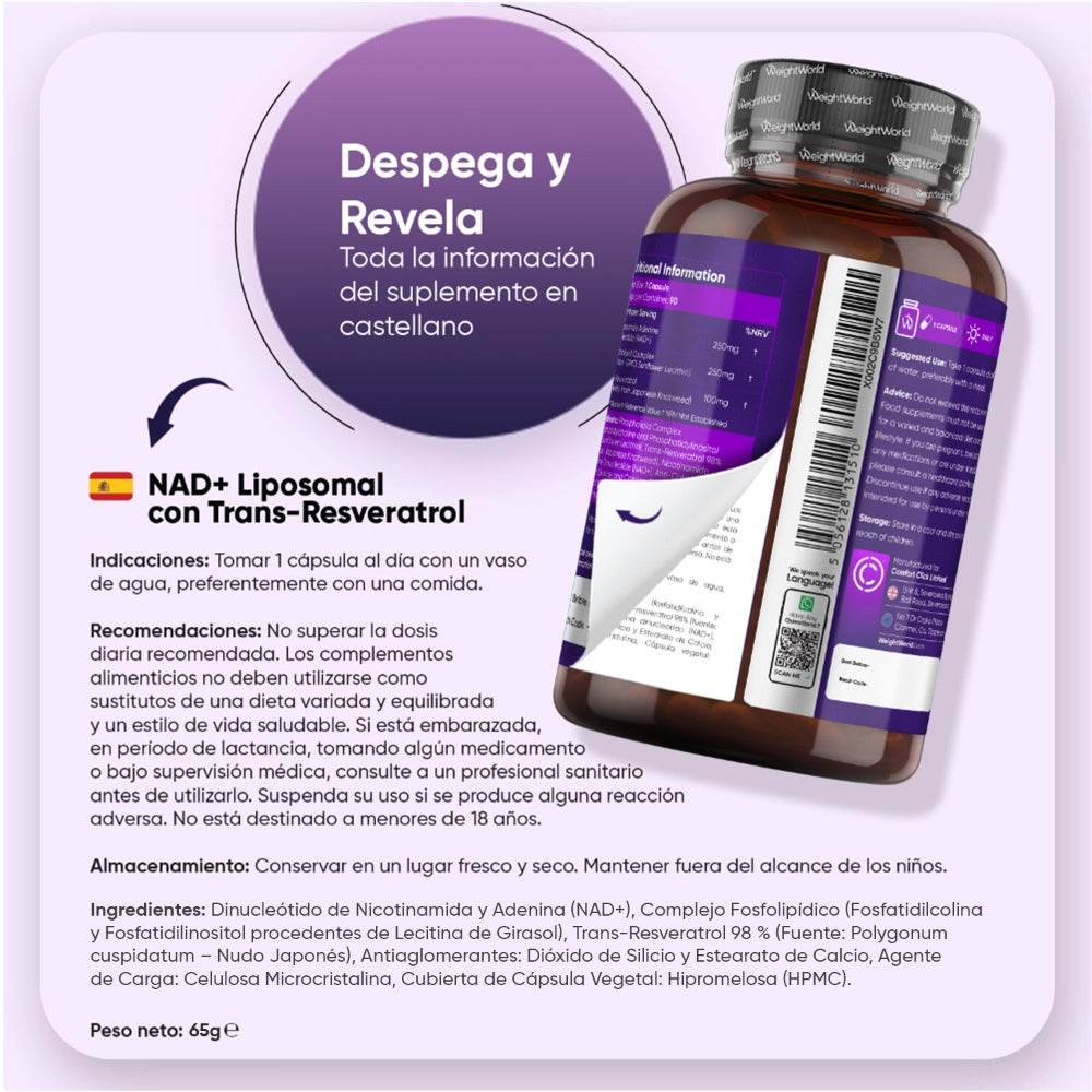Indicaciones para el suplemento de NAD+ liposomal