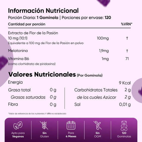 Información Nutricional Melatonina