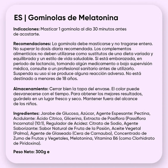 Modo de uso gominolas de Melatonina 1 mg