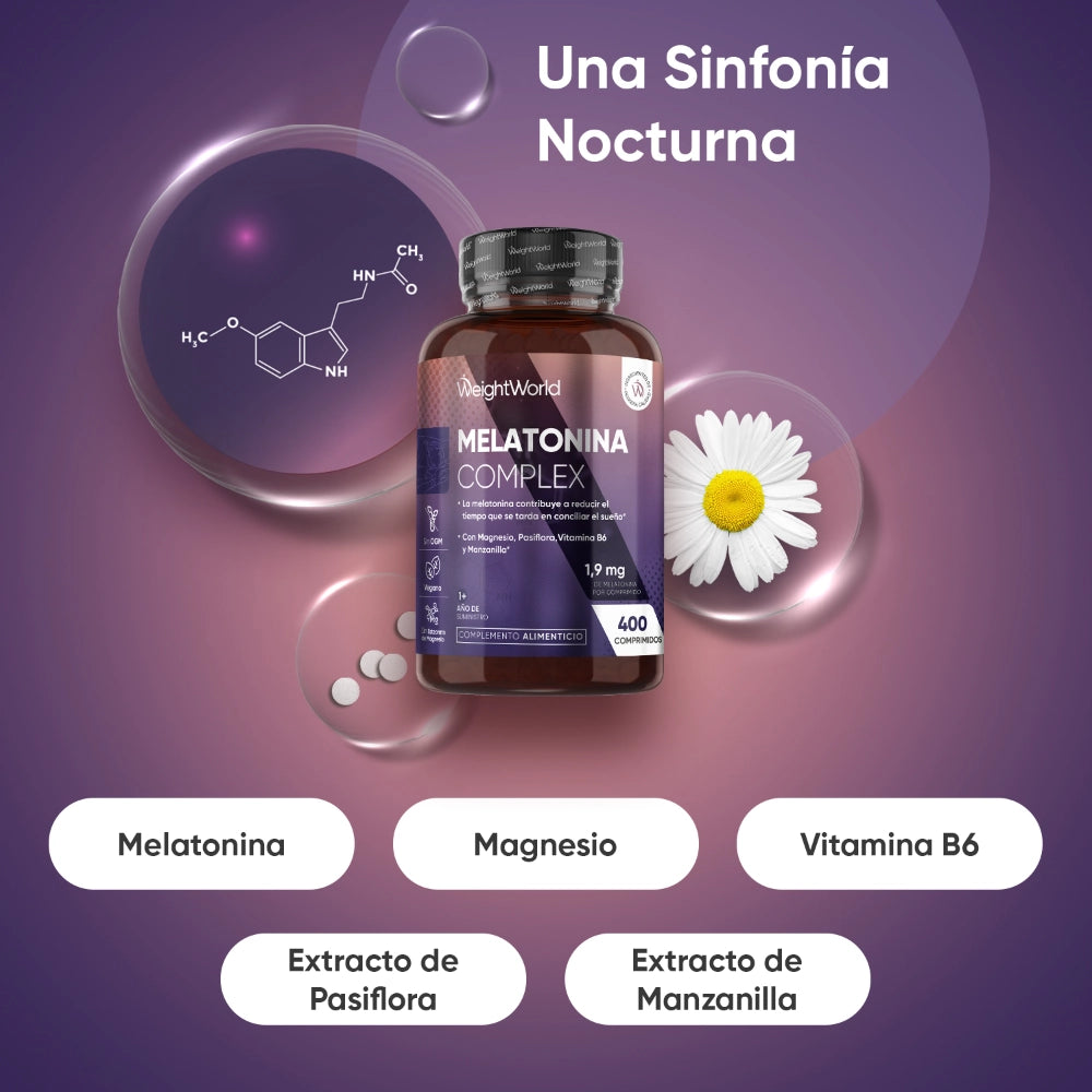 Melatonina con Pasiflora, Magnesio, B6 y Manzanilla