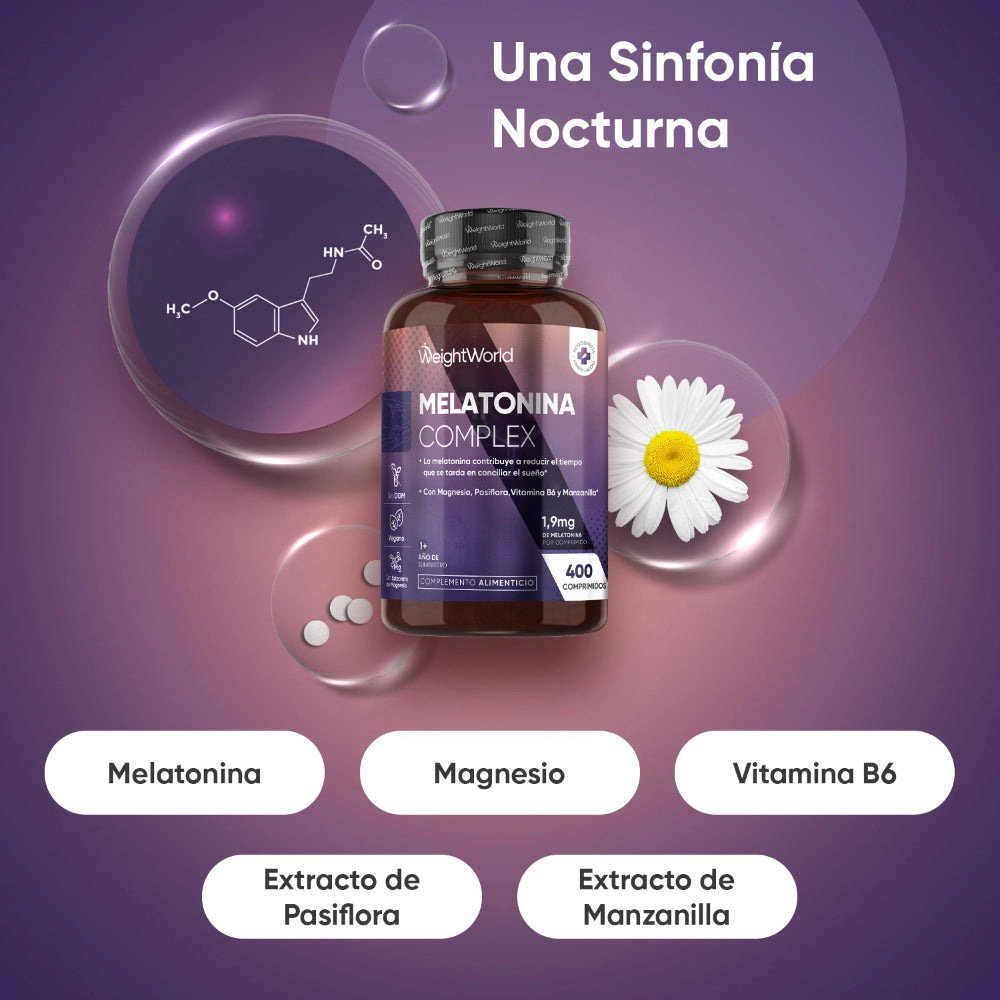 Melatonina con Pasiflora, Magnesio, B6 y Manzanilla