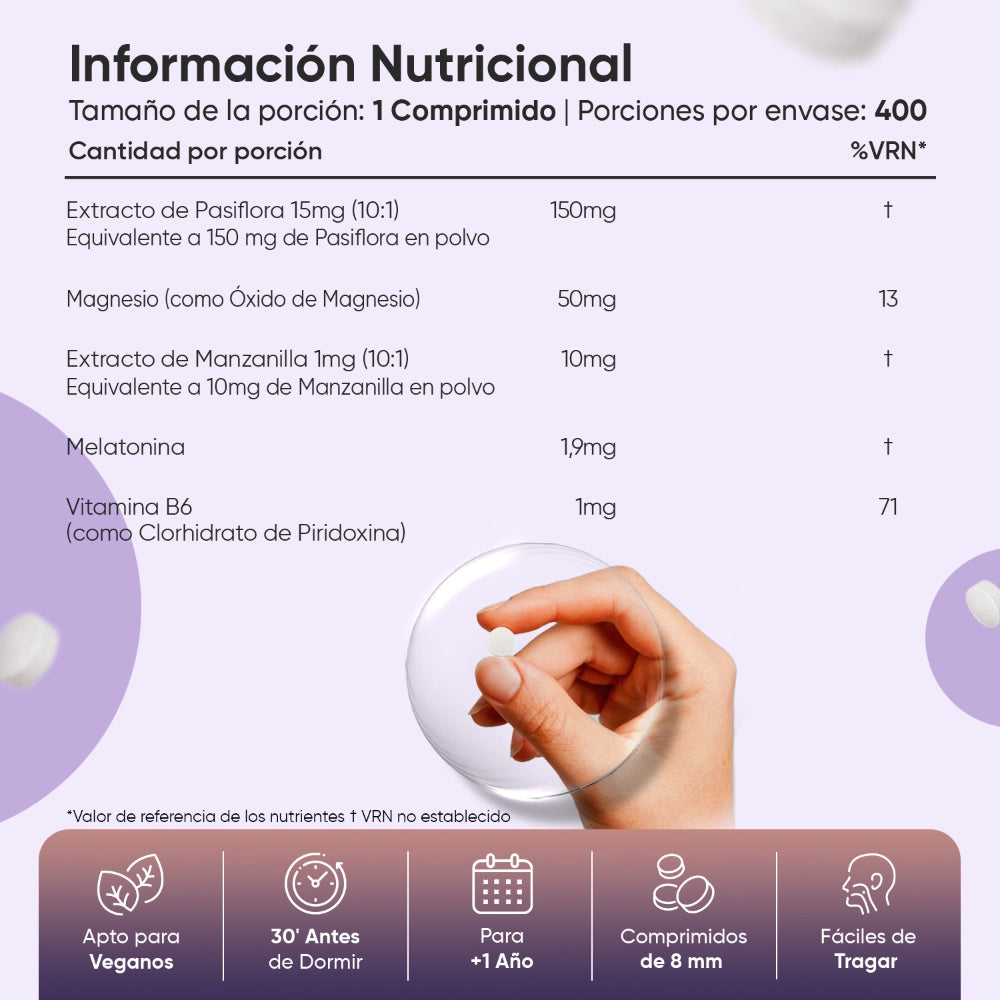 Información nutricional de la Melatonina