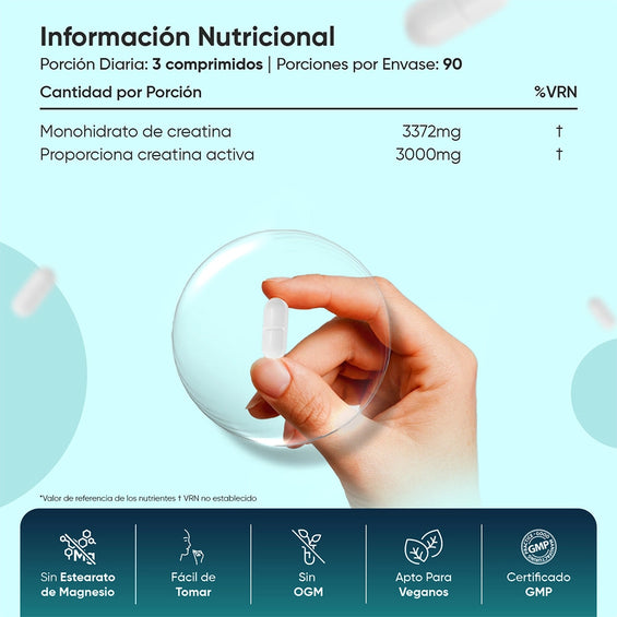 Información nutricional Creatina Monohidratada