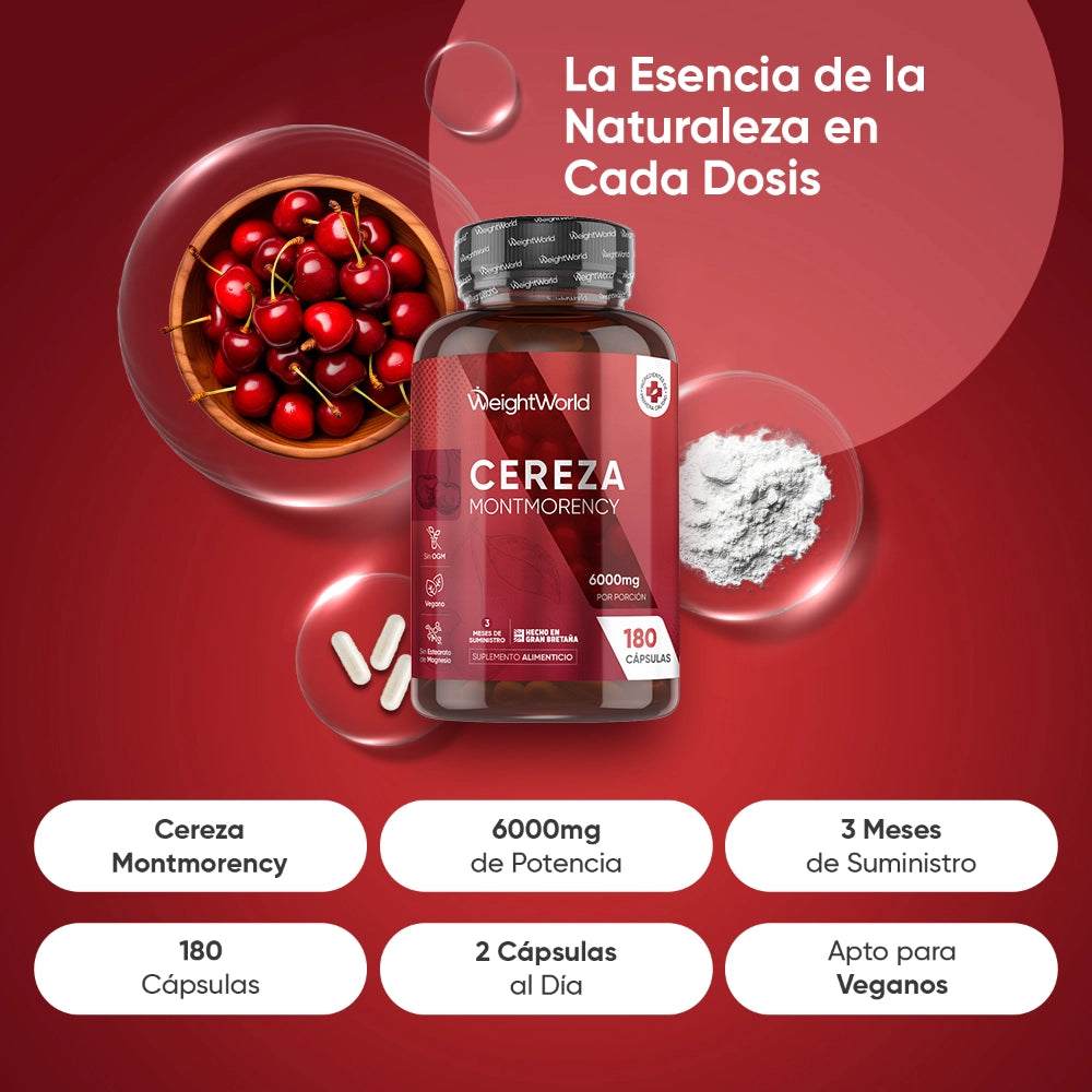 Suplemento Cereza Montmorency rico en antioxidantes