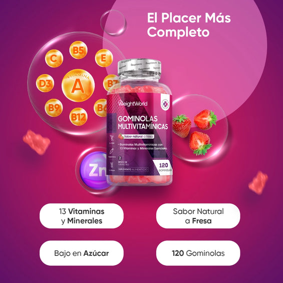 Gominolas multivitamínicas con 13 vitaminas y minerales