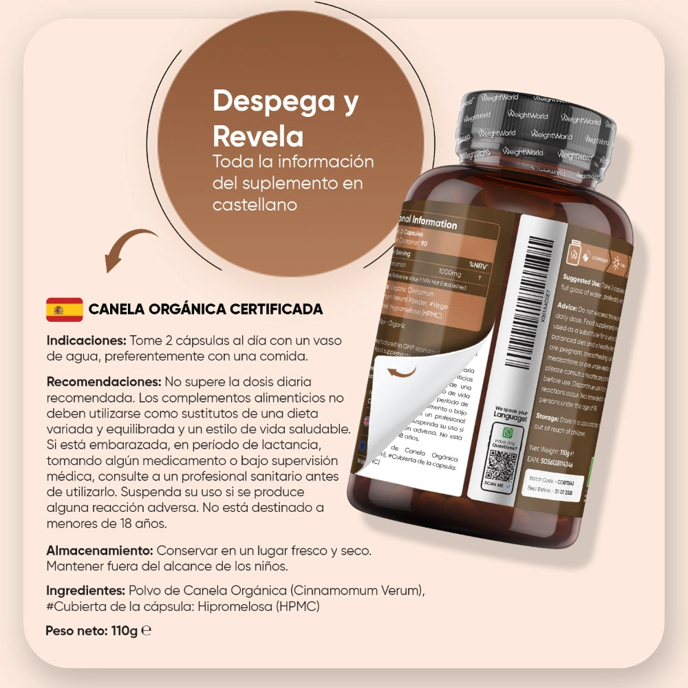Indicaciones para las cápsulas de canela orgánica