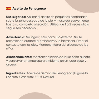 Modo de uso Aceite de Fenogreco vegano