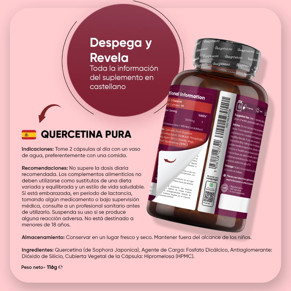 Cápsulas de quercetina fáciles de tragar