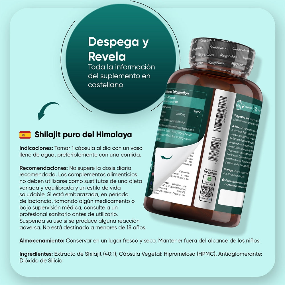 Indicaciones de uso cápsulas Shilajit