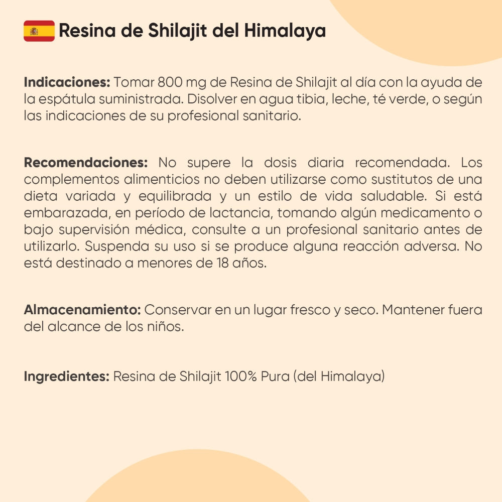 Modo de uso Shilajit Puro del Himalaya