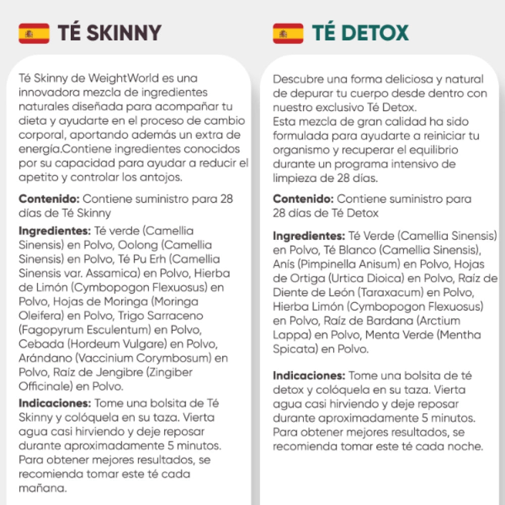 Ingredientes Té Skinny y Té Detox