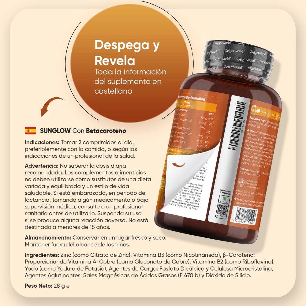 Recomendaciones de uso Sunglow con betacaroteno