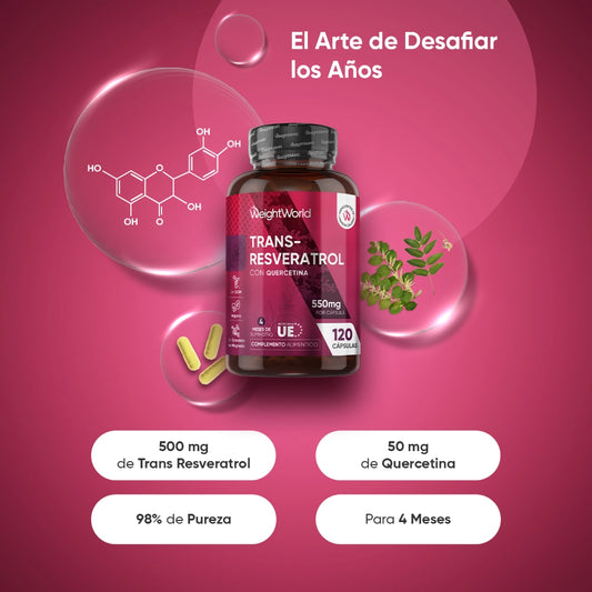 500 mg de Trans resveratol con 50 mg de Quercetina