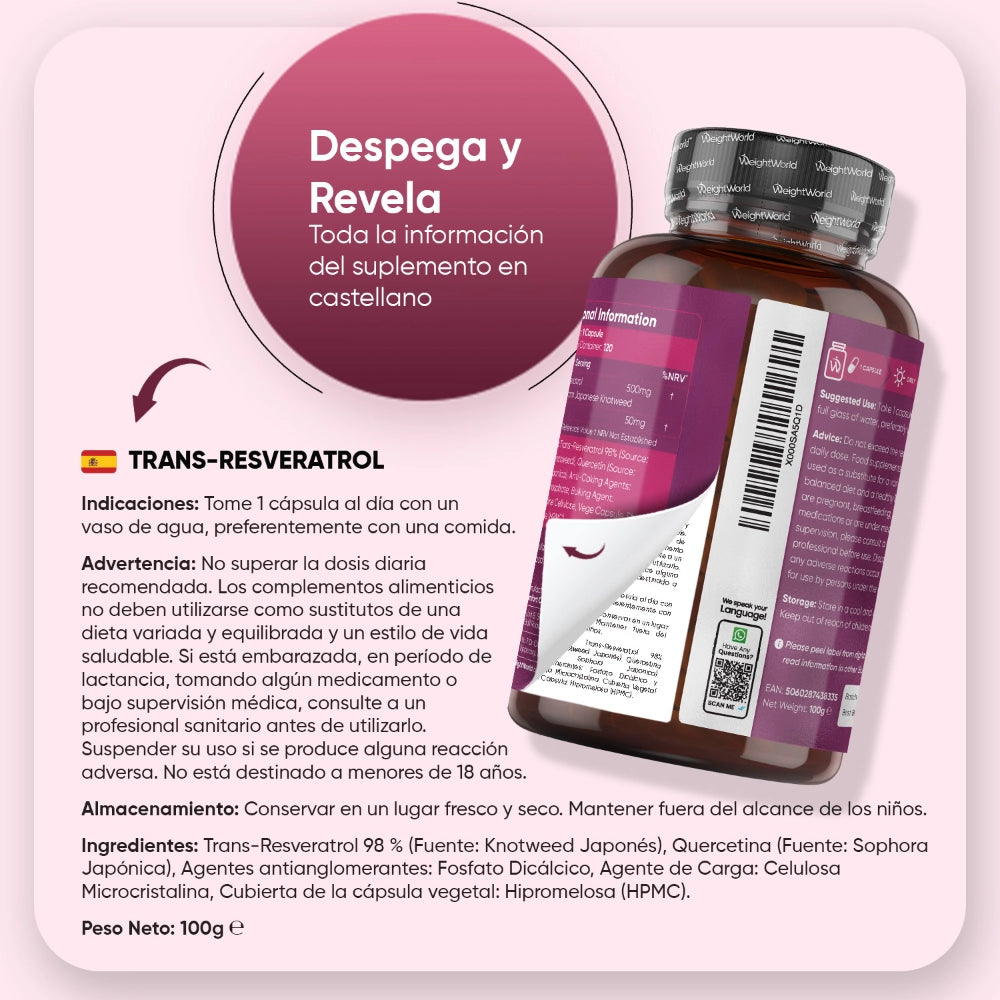Recomendaciones para el suplemento Resveratrol con Quercetina