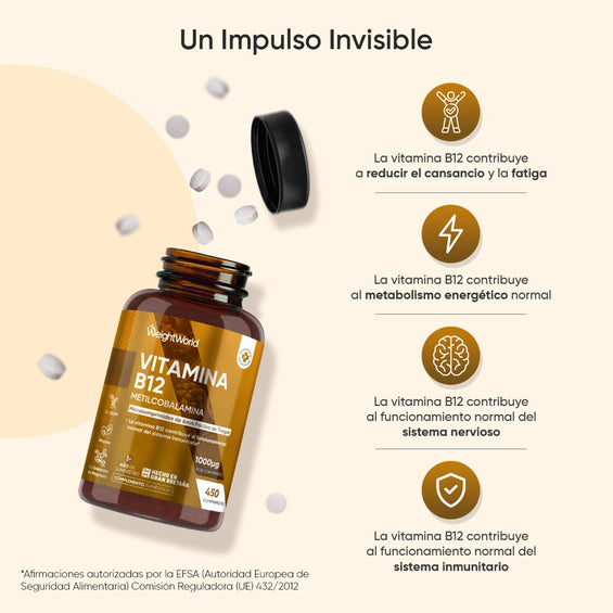 Vitamina B12 1000 mcg · 450 Comprimidos | WeightWorld