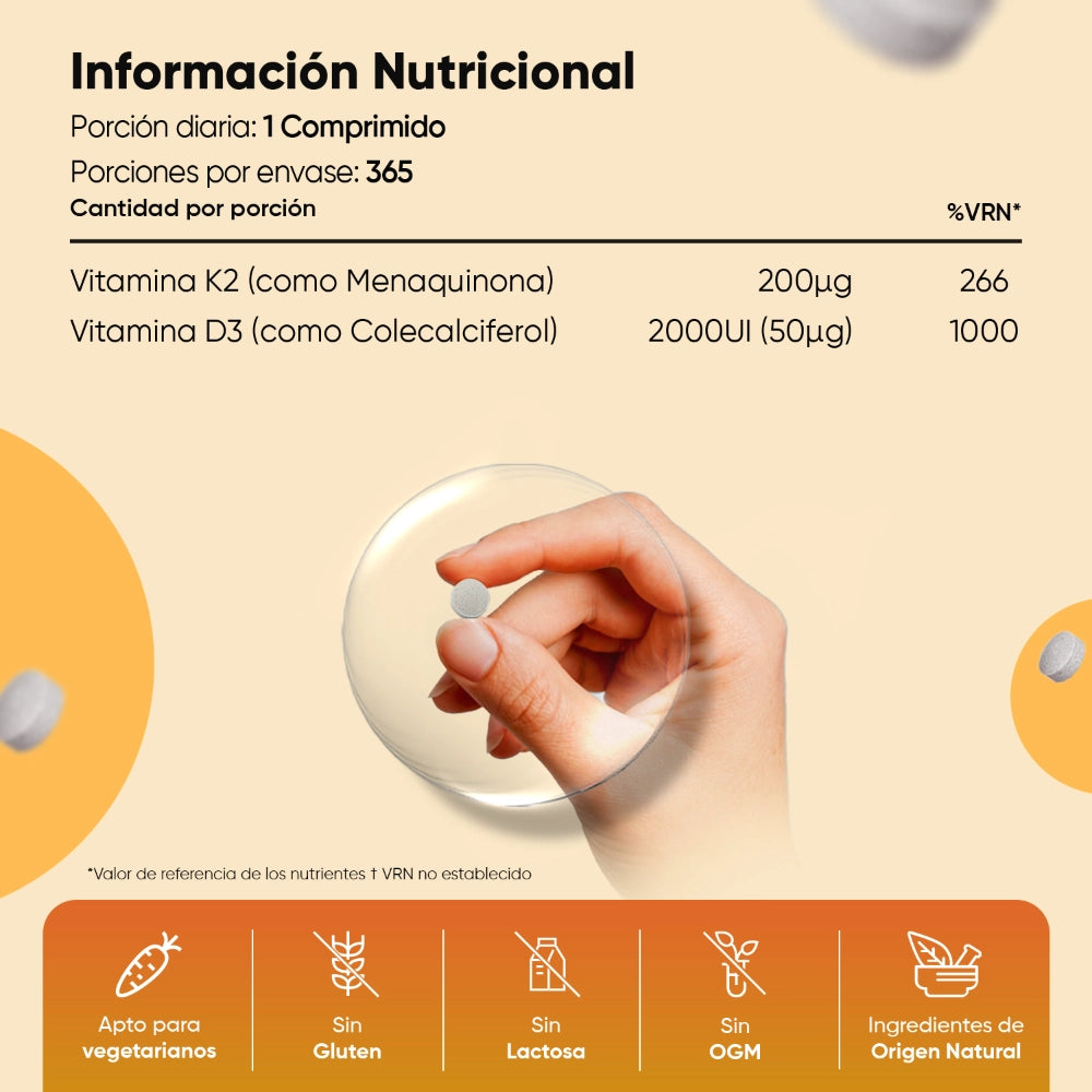 Información nutricional Vitamina D y K2 para vegetarianos