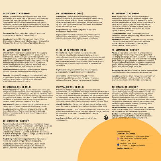 Vitamina D3 + K2 para huesos