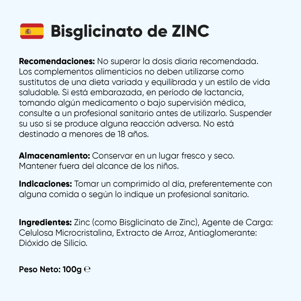 Recomendaciones para el bisglicinato de zinc