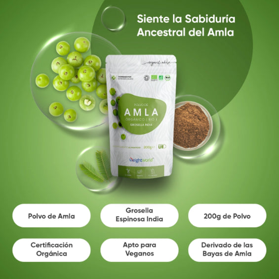 Polvo de Amla con certificación orgánica 200 g