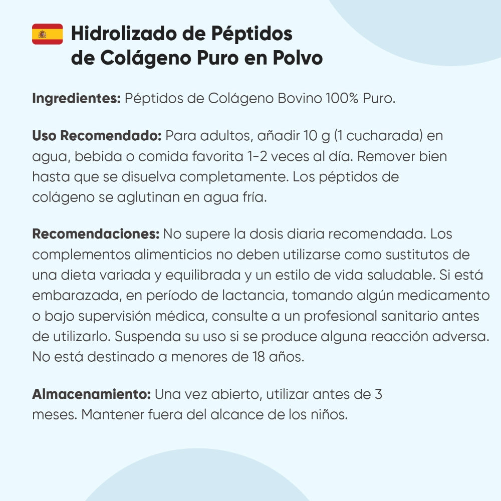 Recomendaciones de uso Péptidos de Colágeno