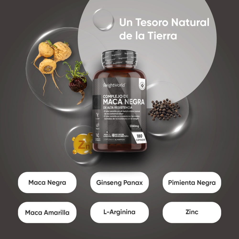 Suplemento Maca Negra con Ginseng y Zinc