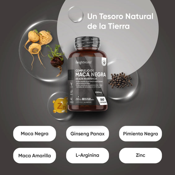 Suplemento Maca Negra con Ginseng y Zinc