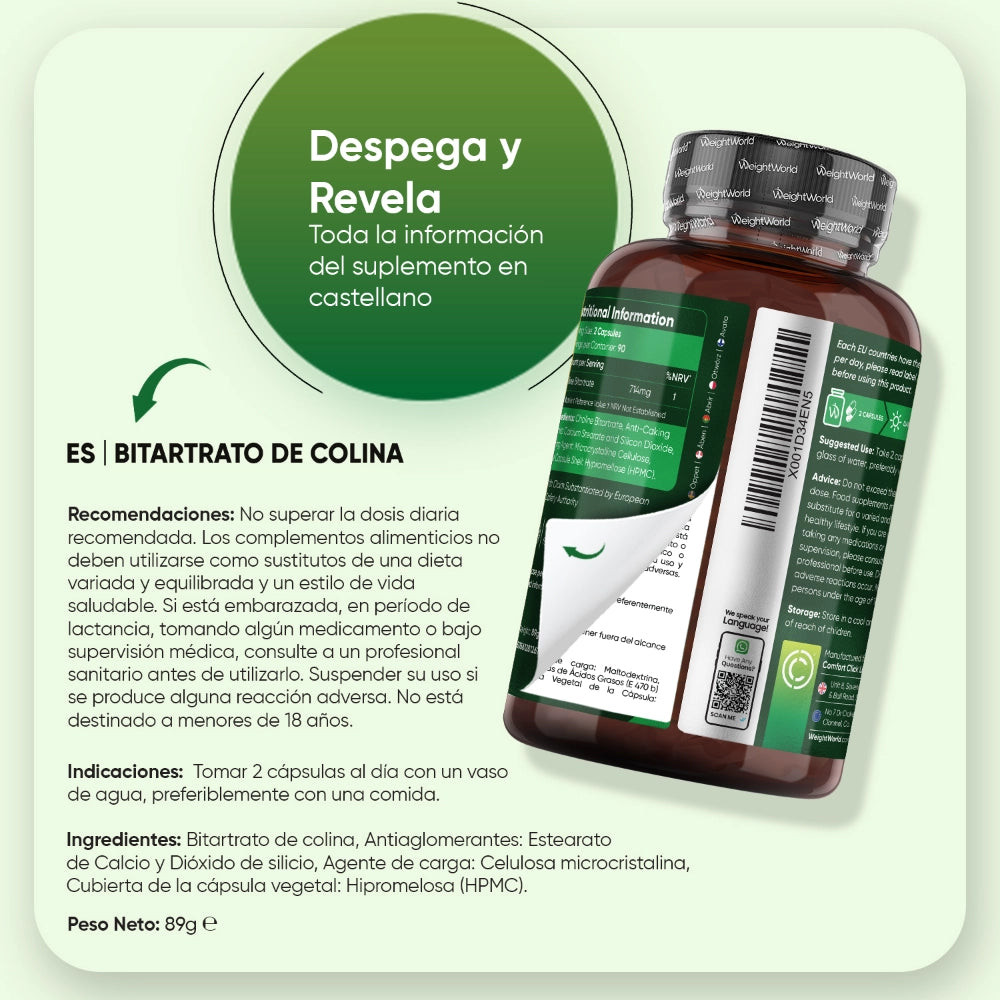 Indicaciones para tomar Bitartrato de Colina