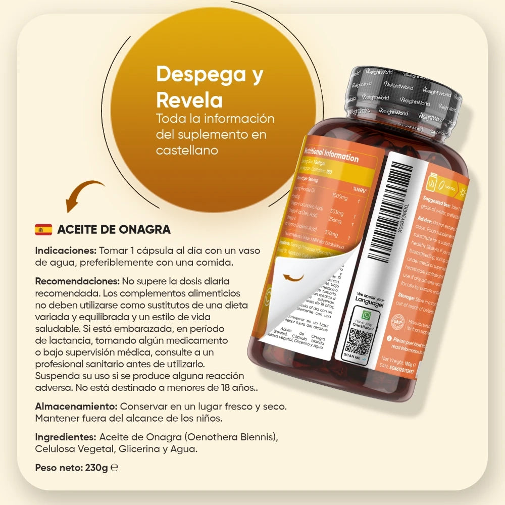 Información en español del Aceite de Onagra