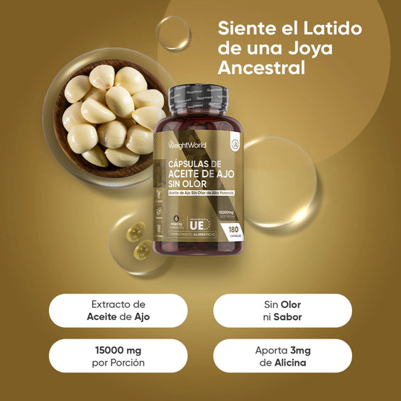 Cápsulas de aceite de ajo con 3 mg de alicina