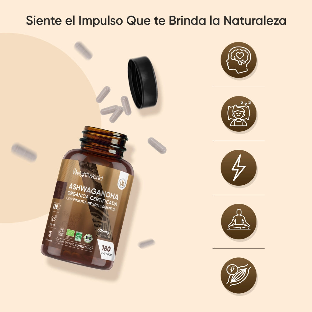 Ashwagandha orgánica en cápsulas