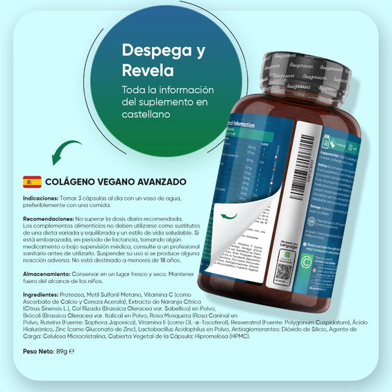 Modo de uso suplemento Colágeno Vegano