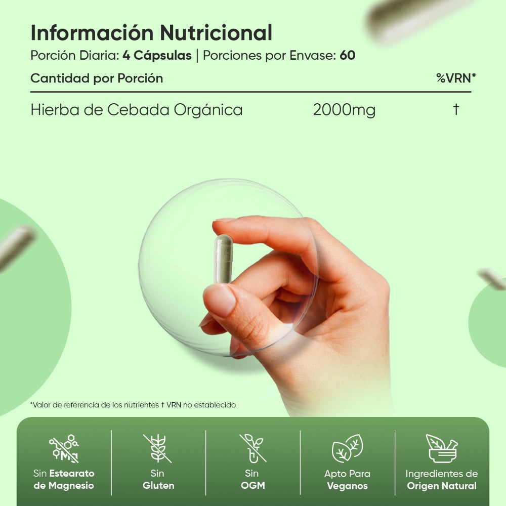 Información nutricional de Hierba de Cebada orgánica