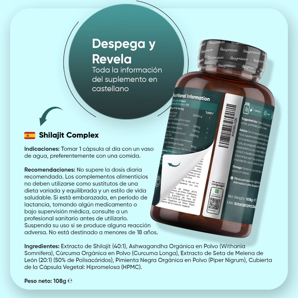 Indicaciones de uso Shilajit Complex